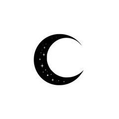 Crescent moon vector illustration isolated on transparent background