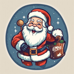 santa Christmas sticker, xmas character 
