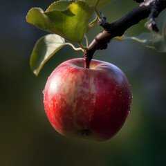 A Fresh Apple On The Apple Tree. Generative AI