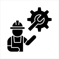 Technician icon with simple silhouette design, Repairman icon, vector illustration on white background