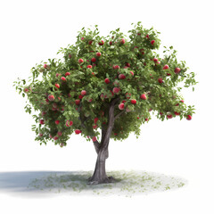 Apple Tree Isolated White. Generative AI