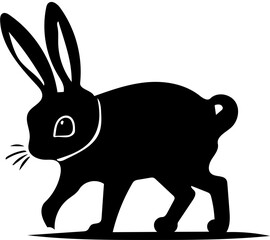 silhouette of a rabbit walking | black bunny walking vector illustration | Mascot of a rabbit 