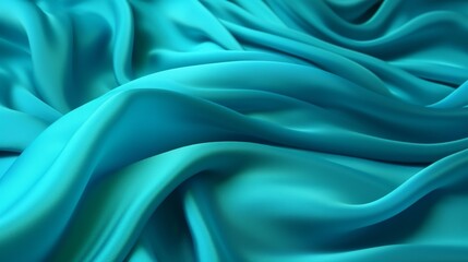 Obraz premium Turquoise and Water Cloth with Wrinkles and Folds. Multicolored Wavy Surface Foundation. Creative resource, AI Generated