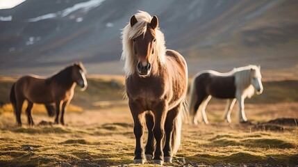 The Icelandic horse may be a breed of horse made in Iceland. Creative resource, AI Generated