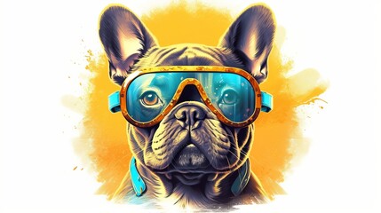 French Bulldog canine wearing shades. Creative resource, AI Generated