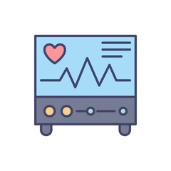 Electrocardiogram related vector line icon. Isolated on white background. Vector illustration. Editable stroke