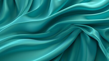 Turquoise and Water Cloth with Wrinkles and Folds. Multicolored Wavy Surface Foundation. Creative...