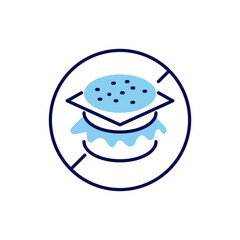 No Fast Food related vector line icon. Prohibition sign, burger, hamburger, cheeseburger. burger, hamburger, cheeseburgerIsolated on white background. Vector illustration. Editable stroke