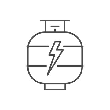 recommend clip art: Gas cylinder related vector linear icon. Metal tank with industrial flammable fuel. Gas tank. Vector outline illustration Isolated on white background. Editable stroke