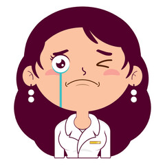 business or receptionist woman crying and scared face cartoon cute