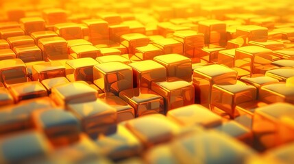 Obraz premium Orange and Yellow, Bursting 3d shapes Completely Organized to create a Cutting edge Tech See. Creative resource, AI Generated