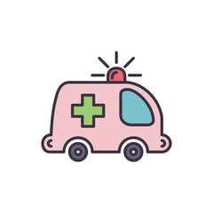 Ambulance Car related vector line icon. Emergency response. Accident department. Medical vehicle Isolated on white background. Vector illustration. Editable stroke