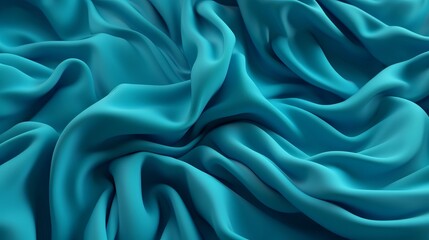 Fototapeta premium Turquoise and Water Cloth with Wrinkles and Folds. Multicolored Wavy Surface Establishment. Creative resource, AI Generated