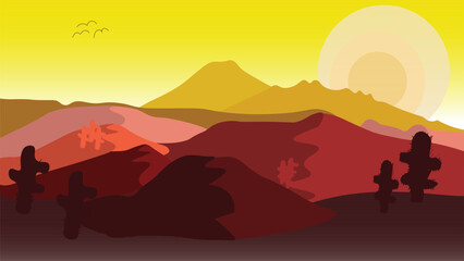 Obraz na płótnie Canvas vector summer desert landscap