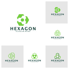 Set of Hexagon logo template, Creative Hexagon logo design vector, Hexagon logo concept