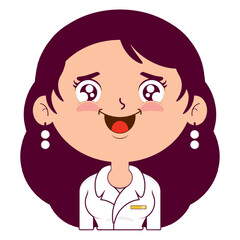 business or receptionist woman happy face cartoon cute