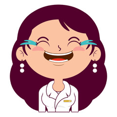 business or receptionist woman laughing face cartoon cute