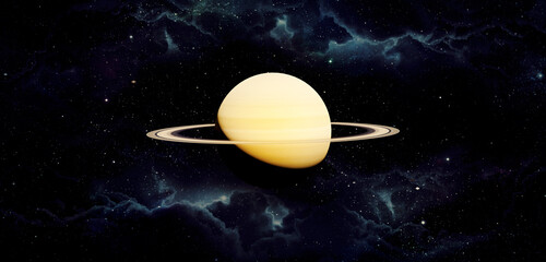 Saturn and its rings universe background planetary rings 3D illustration