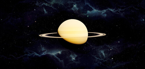 Saturn and its rings universe background planetary rings 3D illustration © nana