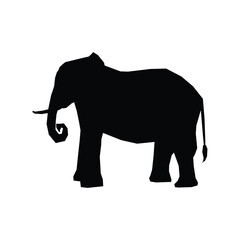 Isolated black silhouette of a elephant on a white background. - Farm Animals. Vector Icon illustration