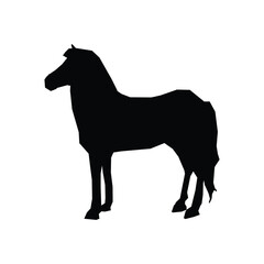 Isolated black silhouette of a Hourse on a white background. - Farm Animals. Vector Icon illustration