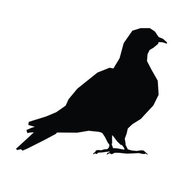 Isolated black silhouette of a pigeon on a white background. - Farm Animals. Vector Icon illustration