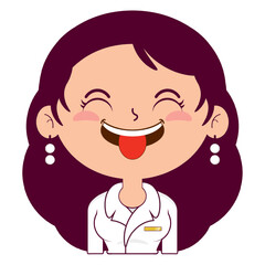 business or receptionist woman playful face cartoon cute