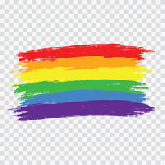 Hand drawing brush flag or rainbow colors ,Pride Month at June ,isolated on transparent background , illustration Vector EPS 10