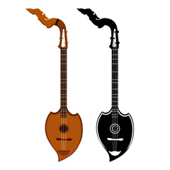  Set isarn Acoustic icon. Thailand  Music Instrument Vector Illustration