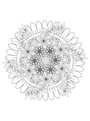 Doodle abstract flower. Vector illustration. Vector doodle flowers in black and white. Floral pattern.