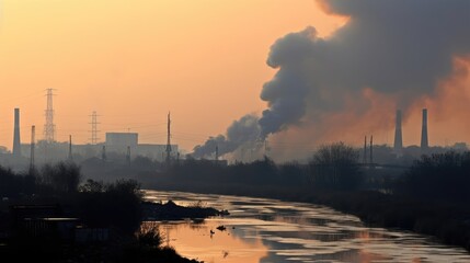industrial factory smoke stack releasing black smoke into the air and environment 

Made with the highest quality generative AI tools