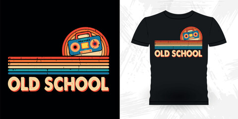 Funny Old School Hip Hop Retro Vintage Cassette Music Mixtape T-shirt Design