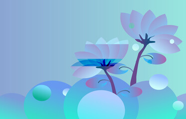 Blue flower vector illustration for background, card design