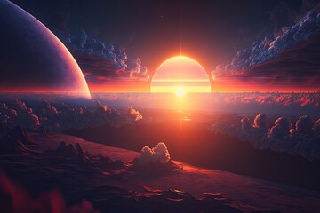 Sunrise sky ultra high quality hyperrealistic beautiful vibrant majestic color. Generative AI AIG15.