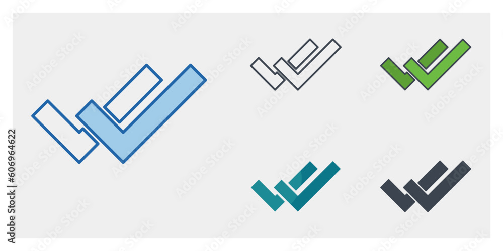 Poster double check mark icon symbol template for graphic and web design collection logo vector illustratio