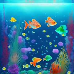 Fototapeta na wymiar Underwater Scenery, Generative AI Illustration