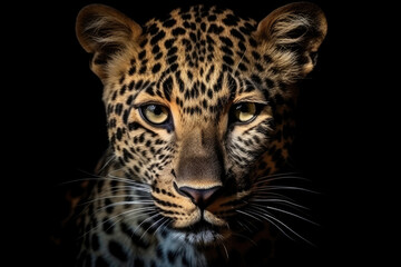 Fototapeta na wymiar Jaguar portrait on black background,, Generative AI