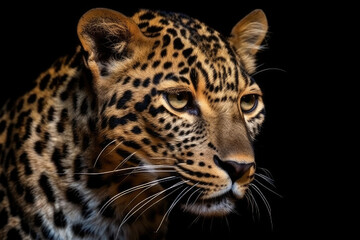 Fototapeta na wymiar Jaguar portrait on black background,, Generative AI