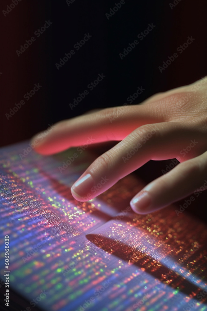Poster a close-up photograph of a person's hand highlighting a specific paragraph or passage in a book, emp