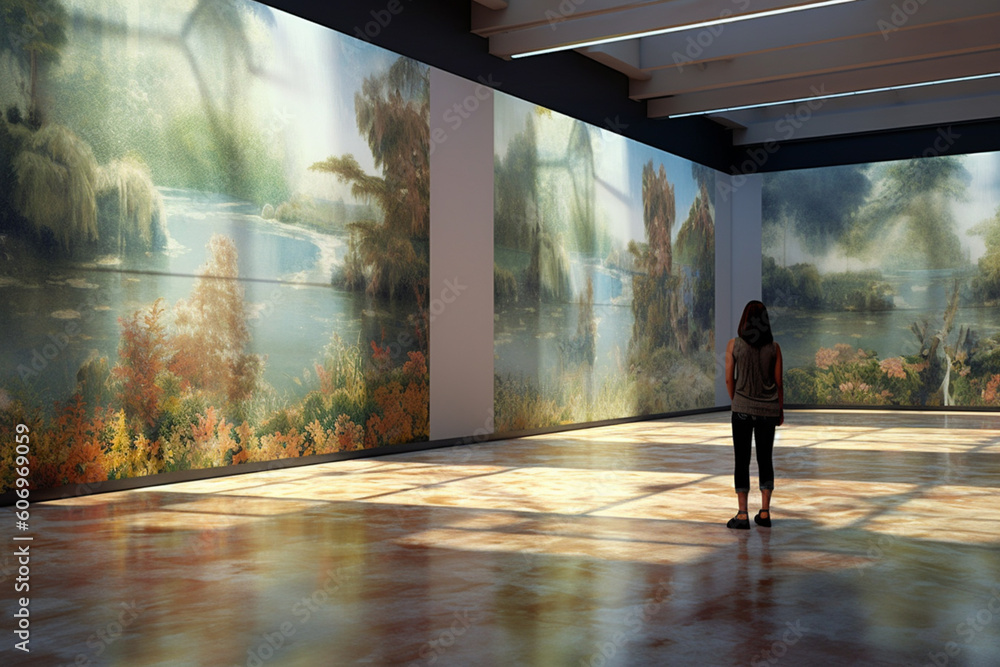 Fototapete A conceptual art interactive digital artwork that responds to user input or environmental factors, blurring the boundaries between the physical Generative AI technology.