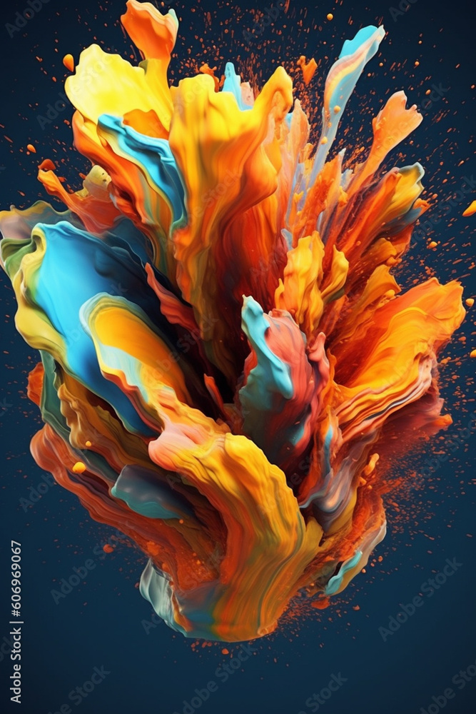 Fototapete A digital art animation depicting a mesmerizing and fluid movement of shapes and colors, capturing the viewer's attention Generative AI technology.