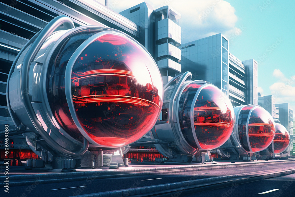 Leinwandbilder A digital art concept piece showcasing futuristic technology and architecture, envisioning a world where advanced technologies and design intersect.  Generative AI technology.