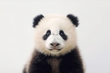 Fototapeta premium Panda bear face isolated on white background, Generative AI