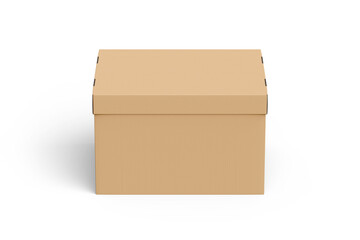 The cardboard box is isolated on a white 3d Illustration 