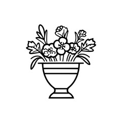 Vase of flowers vector illustration isolated on transparent background