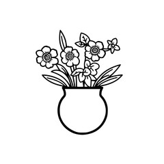 Vase of flowers vector illustration isolated on transparent background
