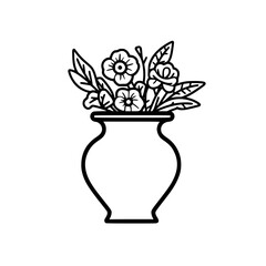 Vase of flowers vector illustration isolated on transparent background