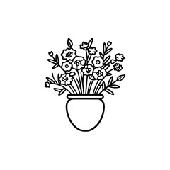 Vase of flowers vector illustration isolated on transparent background