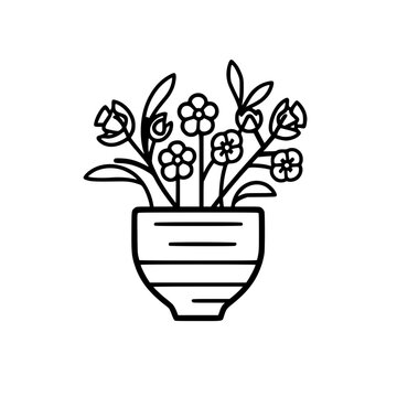 Vase of flowers vector illustration isolated on transparent background