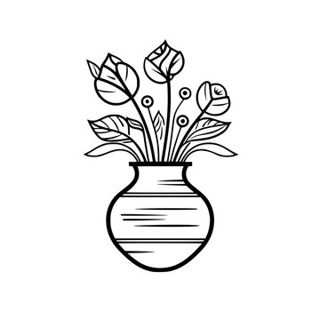 Vase of flowers minimal vector illustration